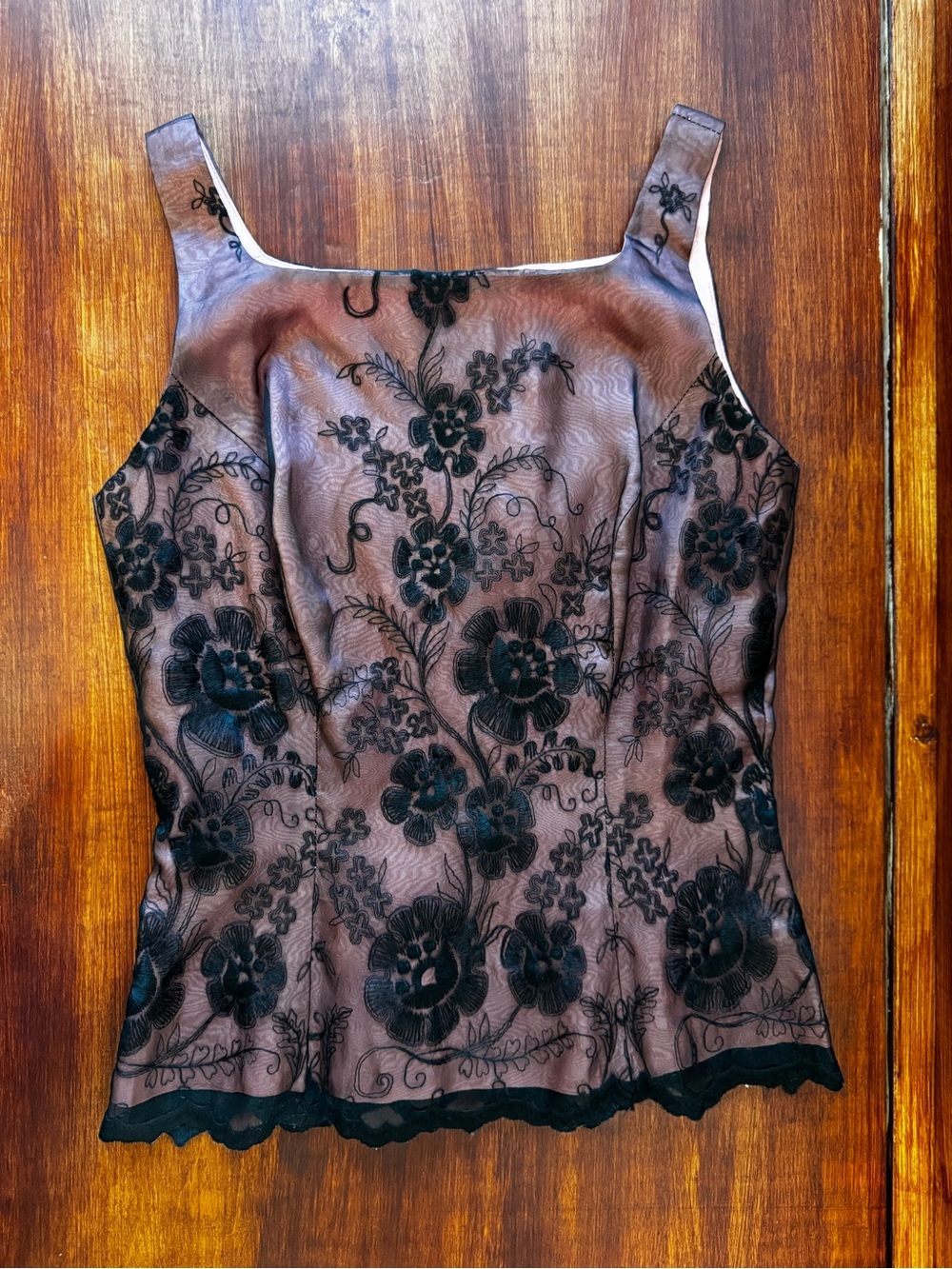 VTG Y2K Whimsigoth Lace Top 8 Black Pink 90s Floral Dark Fairy Grunge